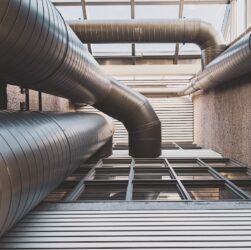 Interior view of HVAC ducts and windows