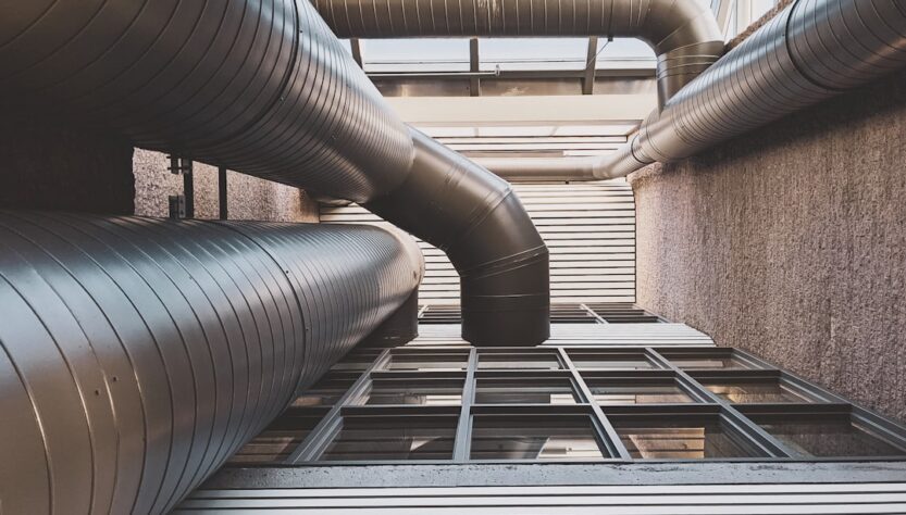 Interior view of HVAC ducts and windows