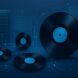 Digital illustration of vinyl records on a circuit board background, representing music collections and technology.